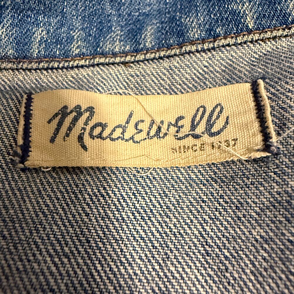 Women's Madewell Medium Wash Denim Blue Jean Button Front Jacket Size Small - Picture 4 of 9